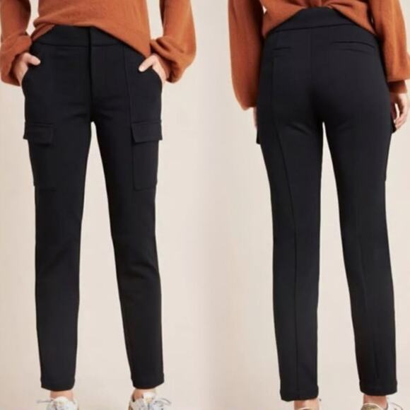 Anthropologie The Essential Slim Knit Cargo Pants in Black - Picture 1 of 7
